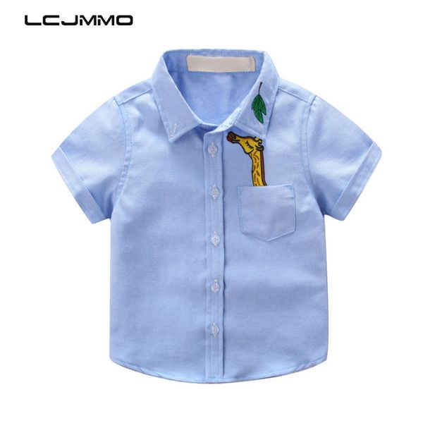 

lcjmmo summer boys shirts short sleeve kids cotton 2019 fashion new casual cartoon giraffe baby boy shirt children clothes 2-8y, White;black