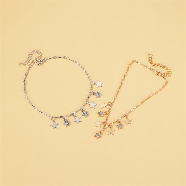 

15pcs/lot european new arrive summer anklet beach wind star anklets women five pointed star tassel barefoot chain jewelry accessories, Red;blue