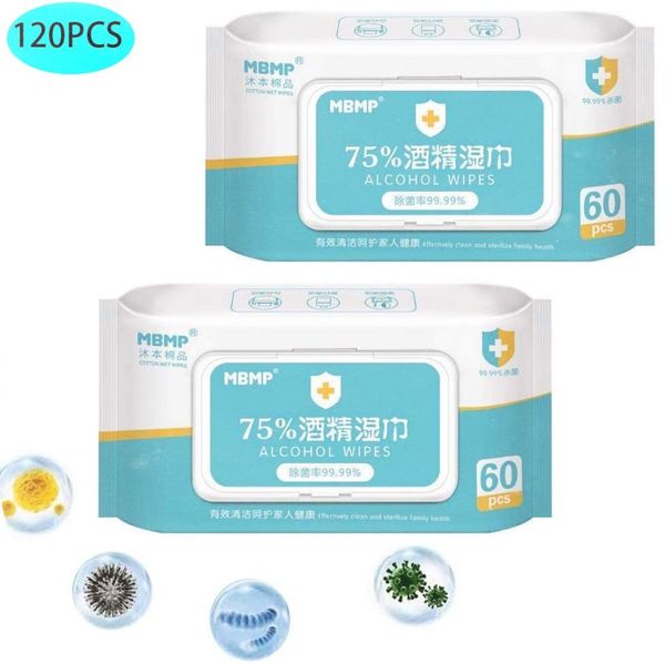 

60 шт. / упак. 75% дезинфицирующие спиртовые салфетки одноразовые дезинфицирующие салфетки игрушки для кожи очистка бактерии дезинфекционные