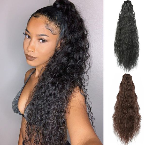 

long wavy wig for women synthetic tow tone honey blonde wig natural wavy middle part daily wig heat resistant fiber bea154 dhl, Black