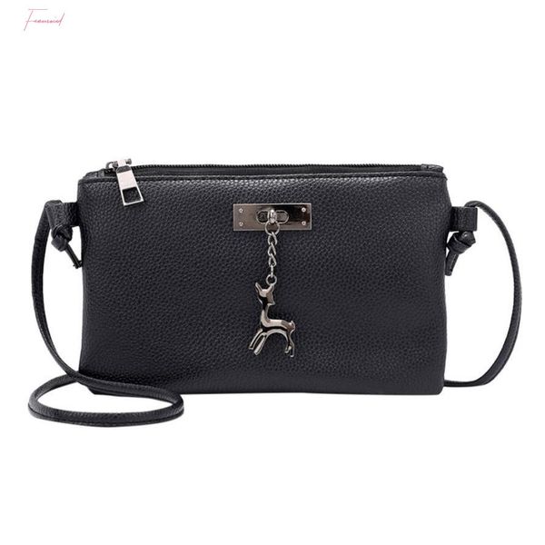 

new arrival women fashion solid leather deer cover bag ladies zipper shoulder bag phone coin clutch bag bolso mujer tc