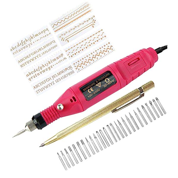 

electric micro-engraver pen mini diy engraving tool kit for metal glass ceramic plastic wood jewelry with scriber etcher 30 bits