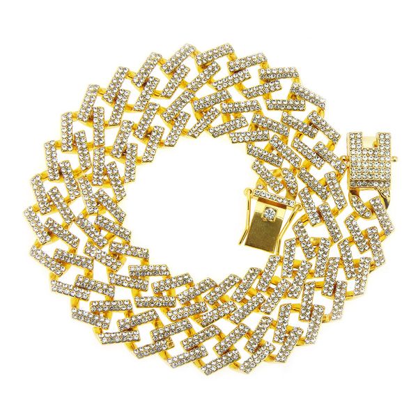 

cuban link chains accessories geometric rhombus diamond-encrusted cuban chain necklace trendsetter men's hip-hop chain, Silver