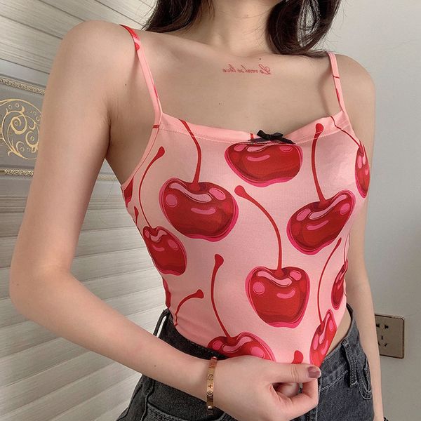 

отпечатано слинга жилет женщин cherry 2020, White