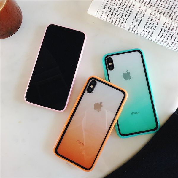 

latest colorful for iphone 6s plus rainbow case gradient color phone case hybrid pc+tpu 2in1 mobile cover for iphone 11 pro max