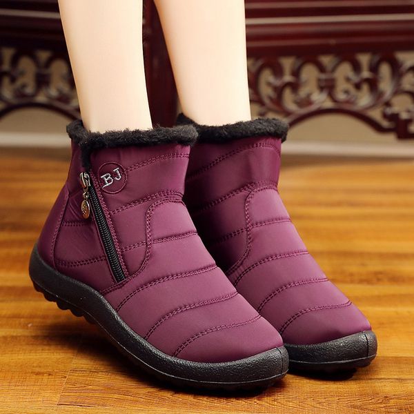 

women winter boots 2019 casual shoes woman snow boots solid warm plush botas mujer waterproof zipper ankle female booties, Black