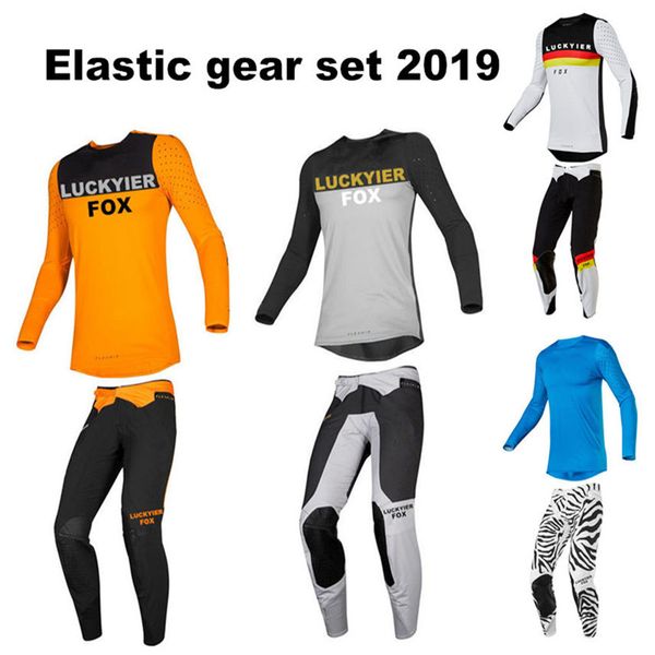 

рубашка luckyier 2019 джерси брюки combo set передачи мотокросс костюм off-road гонка mx atv одежда для брюк, Black
