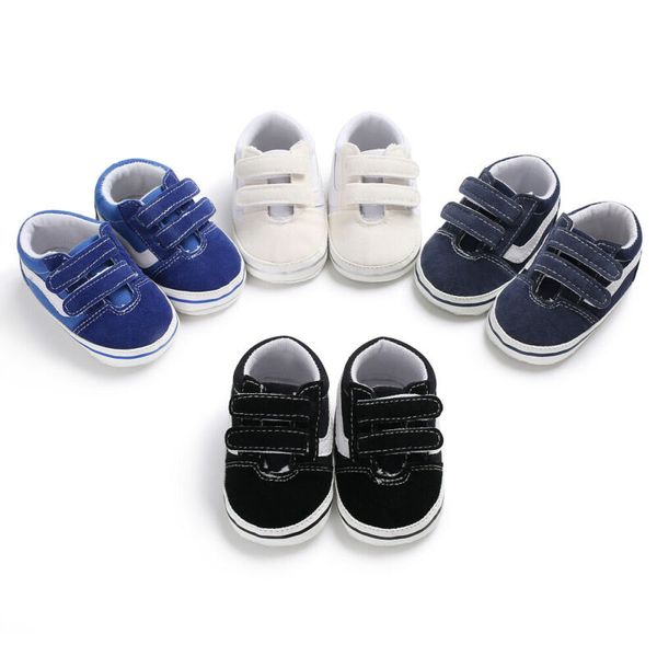 

2019 baby shoes newborn baby boys pre-walker soft sole pram shoes canvas sneakers trainers infant anti-slip patch 0-18m