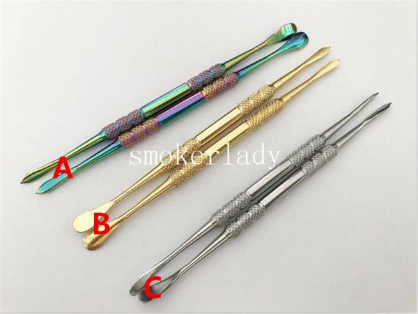 

ЖАРКО!! 121мм Радуга Золото из нержавеющей стали Wax Dabber титана ногтей Инструмент сухой травы испарителем пончик Ceramic пушки сковороду стекла Atomizer