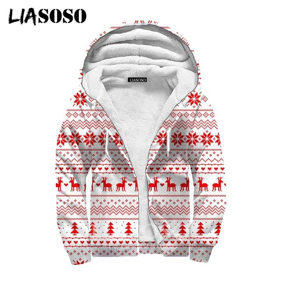 

christmas zipper hoodies 3d print snowflake men women winter jacket plus velvet thickening fashion fleece keep warm coat a309-21, Black