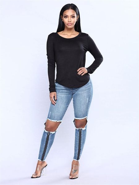 

zipper design high waisted hip-lifting ripped washed jeans designer women jeans new arrival women designer jeans fashion, Blue