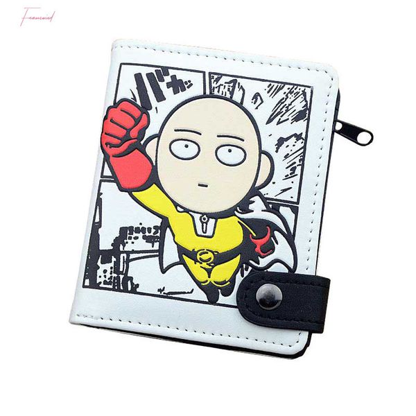 

anime one punch man pu white zero wallet coin purse with interior zipper pocket drop shipping, Red;black