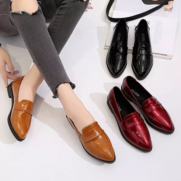 

a foot kicks in small shoes female tide korean version of a hundred catch flat bottom students retro autumn shoes 2019 new, Black