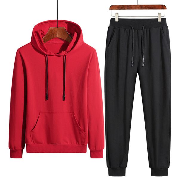 

new style students plus-sized loose-fit hooded hoodie athletic pants two-pieces casual sports set of national trends men's, White;black