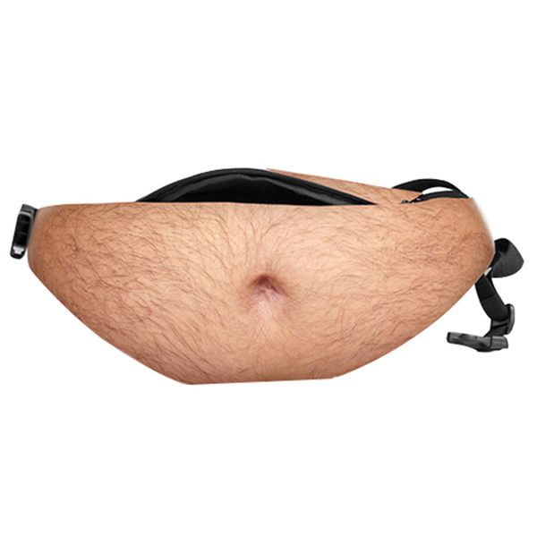 

3d men's beer belly waist bag for sport anti-theft money pocket pu novelty phone organizer travel accessories supplies