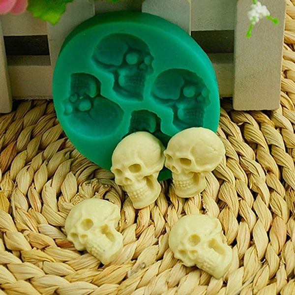

3d skull head silicone home party fondant cake mold chocolate halloween party diy tools