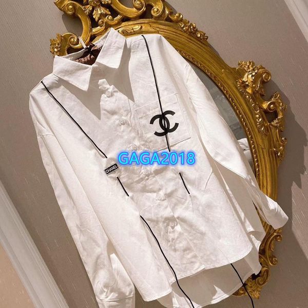 

high end женщины девушки рубашка лоскутное письмо шаблон однобортный лацкан шеи с длинным рукавом тройник блузка milano 2020 мода дизайн рос, White