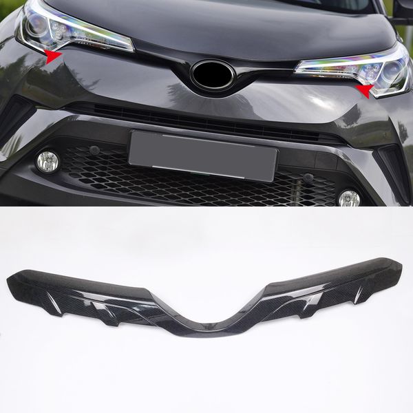 

for toyota c-hr 2016-2018 exterior front central grill grille molding trim 1pcs carbon fiber style car-styling accessories