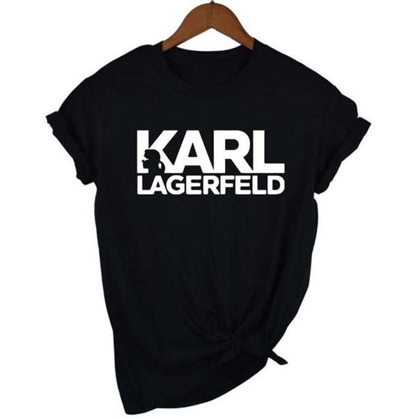 

2019 karl дизайнер печатных женские футболки lagerfeld o-образным вырезом с коротким рукавом женские топы летние дамы rip повседневные тройн, White