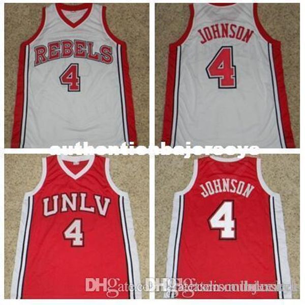 

factory outlet custom #4 larry johnson unlv runnin rebels basketball jersey red white embroidery stitched custom any name and number, Black;blue
