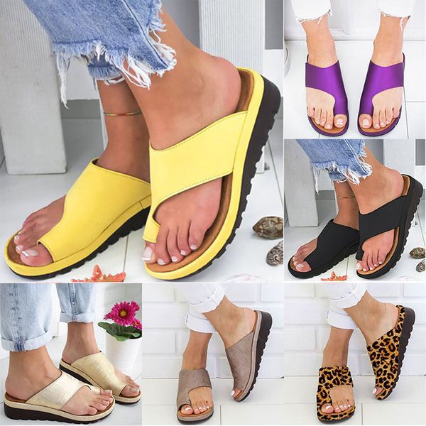 

women slippers flip flops platform ladies soft thong sandals big toe foot correction orthopedic bunion corrector home shoes 7 color wx9-1363, Blue;gray