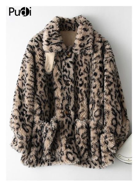 

aorice a18227 women winter real wool shearing leopard over size parka warm jacket real girl coat lady jacket over size parka, Black