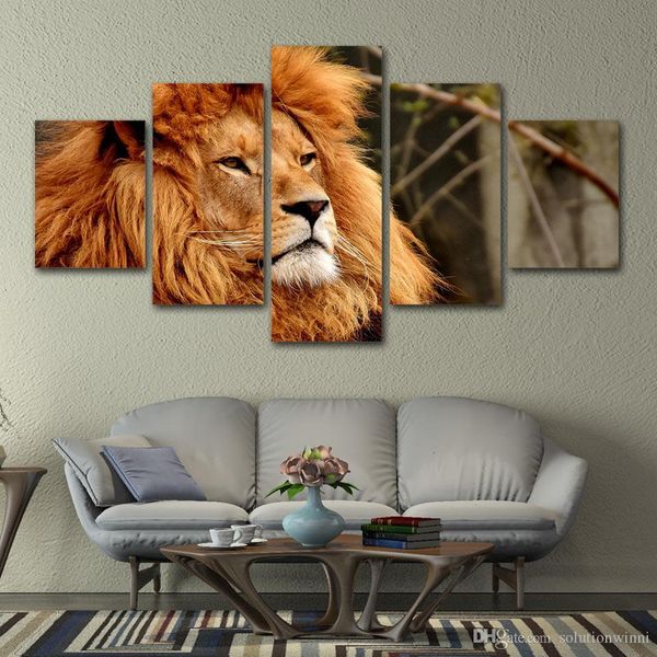 

5 шт холст картины lion king animal hd печать фотографии стены искусства домашнее украшение для гостиной плакат