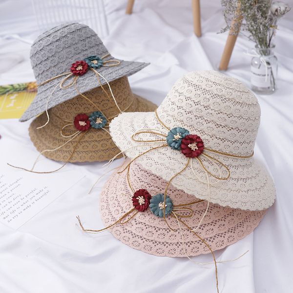 

ball caps summer elegant foldable breathable straw hat for women ladies cap foldable lace fashionable beach sun hats solid hollow, Blue;gray