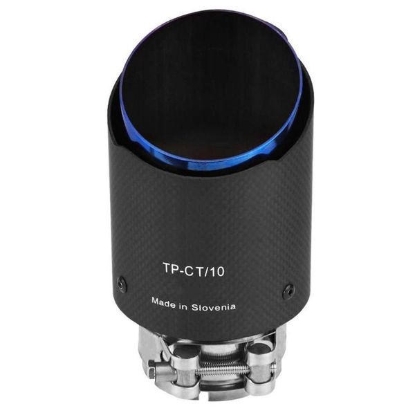 

carbon fiber tail throat blue straight edge 63-89mm single carbon fiber car exhaust pipe muffler end tip tailpipe