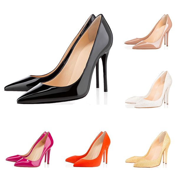 

fashion luxury designer women shoes red bottom high heels so kate 10cm nude black red leather pointed toes pumps dress shoes