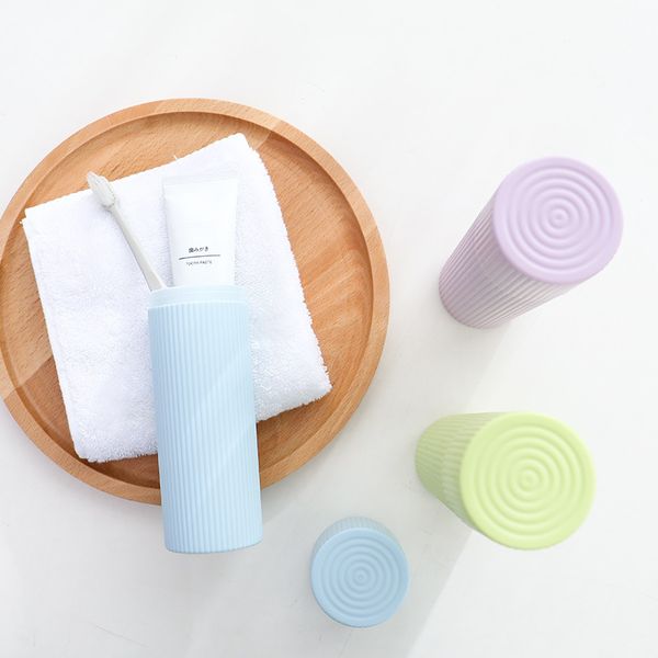 

nordic simple solid color mouth cup portable travel toothbrush box traveling outdoor washing toothbrush storage box couple plastic