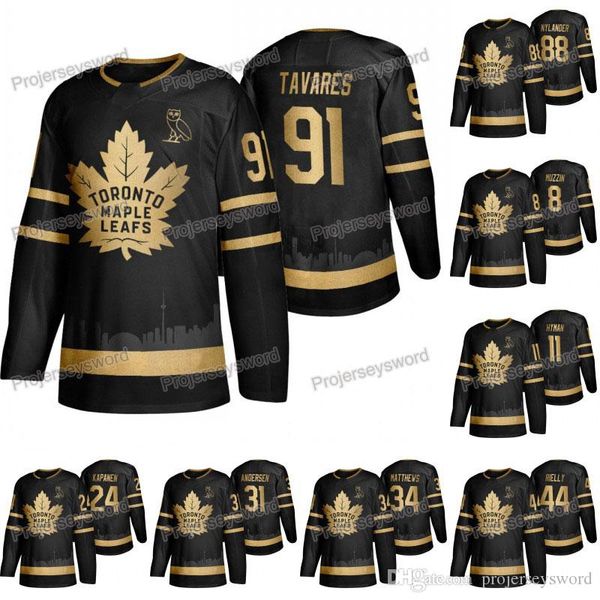 

Maple Leafs John Tavares OVO Black Golden Jerseys Jake Muzzin Zach Hyman Kasperi Kapanen Frederik Andersen Auston Matthews Morgan Rielly