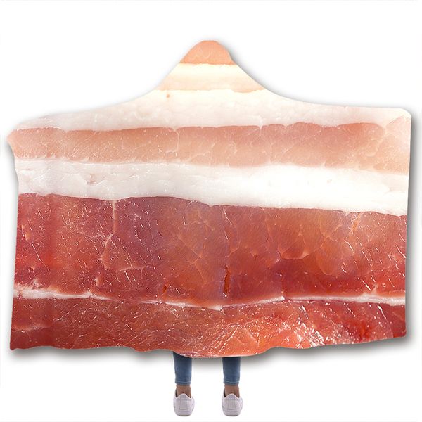 

streaky pork pig printed hooded blanket for beds wool plus velvet warm sofa camping soft blanket fleece blankets and throws