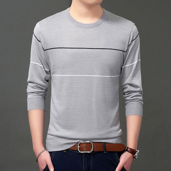 

men casual long sleeve patchwork pollover sweaters mens thin clothes 2019 autumn winter brand men sweater o-neck striped slim, White;black