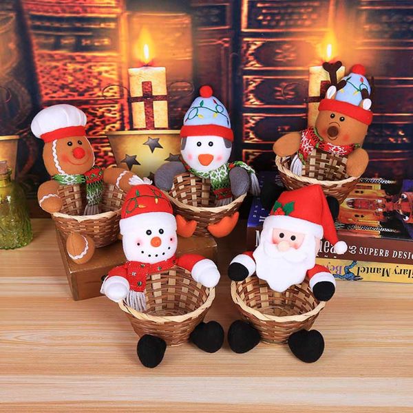 

lovely christmas storage basket bamboo candy gift holder santa claus storage basket xmas deskdecoration for home #rn