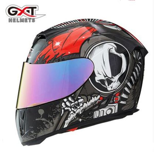 Casco moto GXT uomo e donna casco integrale moto integrale inverno caldo anti-appannamento personalità fredda doppia lente quattro stagioni196n