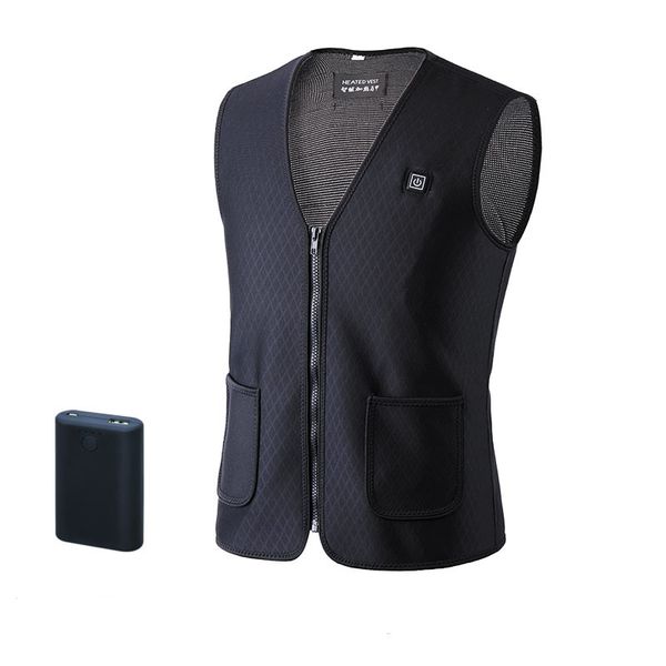 

outdoor heated vest carbon fiber usb charging electric heated vest jacket fishing skiing hiking plus velvet warm cotton clothing, Gray;blue