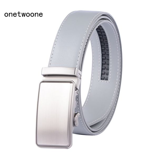 

belt men genuine leather belts for men strap male metal automatic buckle 3.5cm gray belt, Black;brown