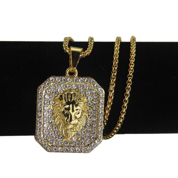 

lion head pendants necklace fashion hiphop 78cm long gold-color plated statement necklace chain men jewelry gold chains for men, Silver
