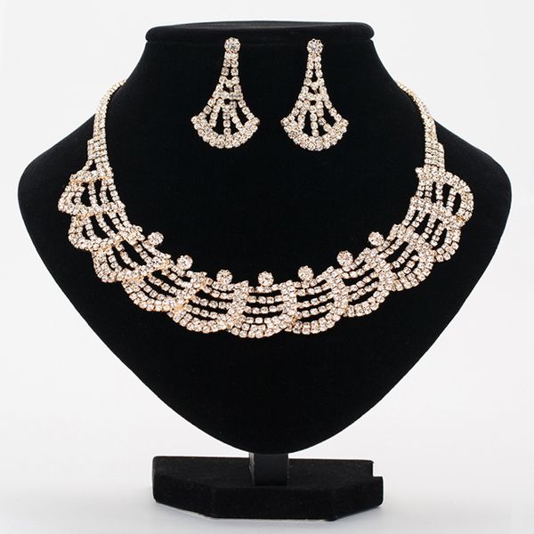 

yfjewe wedding bridal bridesmaid accessories african jewelry sets silver plated crystal rhinestone necklace earrings sets n346