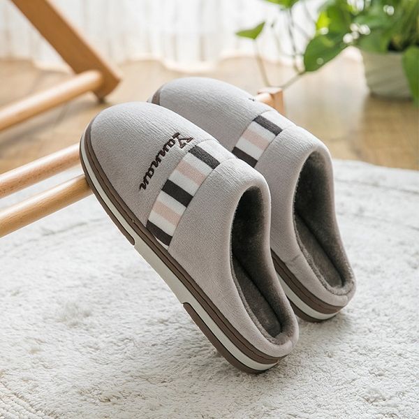 

new style cotton slippers in autumn and winter thick-soled indoor thermal and non-skid household bags and couple cotton slippers, Black