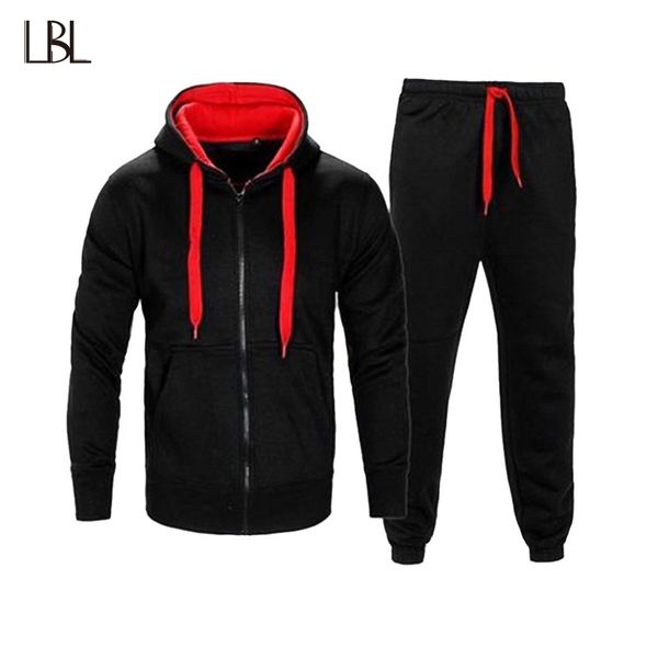 

lbl hooded tracksuits men set new fashion mens sweat suits hoodies sweatpants two pieces sets tracksuit for male chandal hombre, Gray