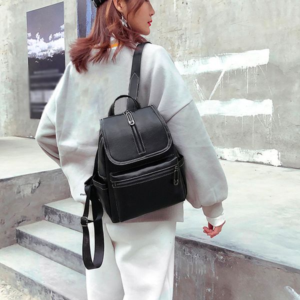 

весна новый сумки на ремне урожай девушка кожаная школьная сумка рюкзак сплошной цвет женщины дорожная сумка качества моды рюкзак