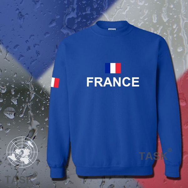 

france hoodies men sweatshirt sweat new hip hop streetwear socceres jersey footballer tracksuit nation french flag fleece fr, Black