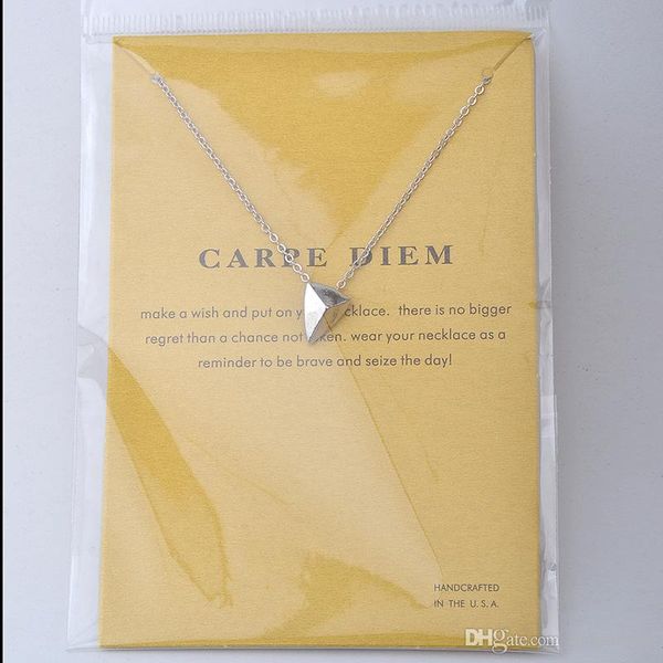 

dogeared card package reminders carpe diem pyramid triangle shaped carpe diem pendant necklace 18" chain charms necklace, Silver