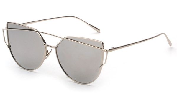 

luxury-aimade 2016 new cat eye sunglasses women brand designer fashion twin-beams rose gold mirror cateye sun glasses for female uv400, White;black