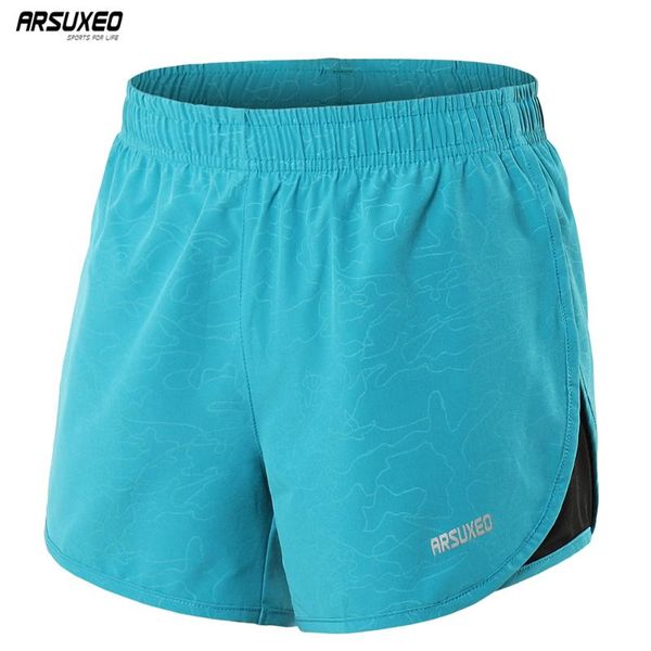 

arsuxeo women's running shorts 2 in 1 quick dry sports gym shorts yoga fitness jogging running tights zipper pocket, Black;blue