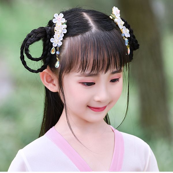 

antiquity hanfu children's women's accessories headdress plum blossom little girl fairy su hair accessories complete performance, Slivery;white