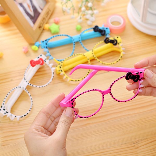 

1pcs ballpoint pen school creative stationery ie novel office gift cute chancery glasses bow blue
