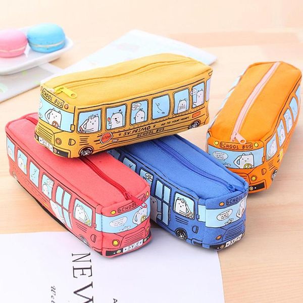 

small animal bus pen bag bus pencil box men and women box canvas office supplies stationery stationery g9z0